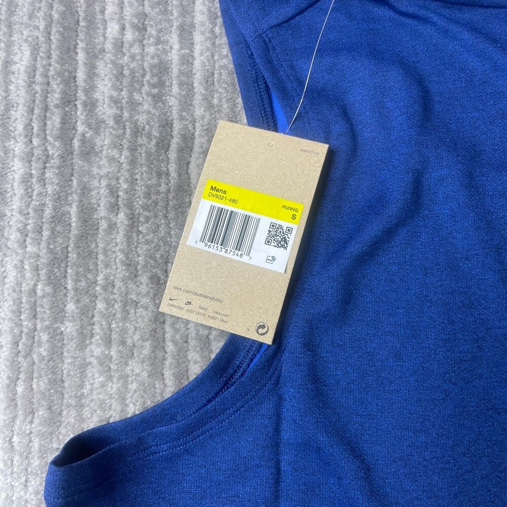 Nike Running Tank Top Shirt Mens Small Midnight Navy Blue Miler Dri-fit Gym - Picture 9 of 9